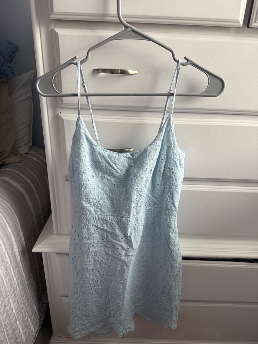 Lulu's Light Blue Eyelet Mini Dress